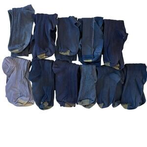 Men's Gold Toe Dress Sock Lot of 11 Pairs Black Gray Fancy Socks Size 10-13